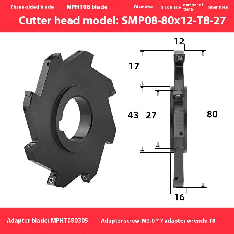 2082-CNC SMP 3 face and face milling cutter head saw blade sleeve indexable milling T-slot cutter head MPHT06 0812 Shandong Denso Pricision Tools Co.,Ltd.